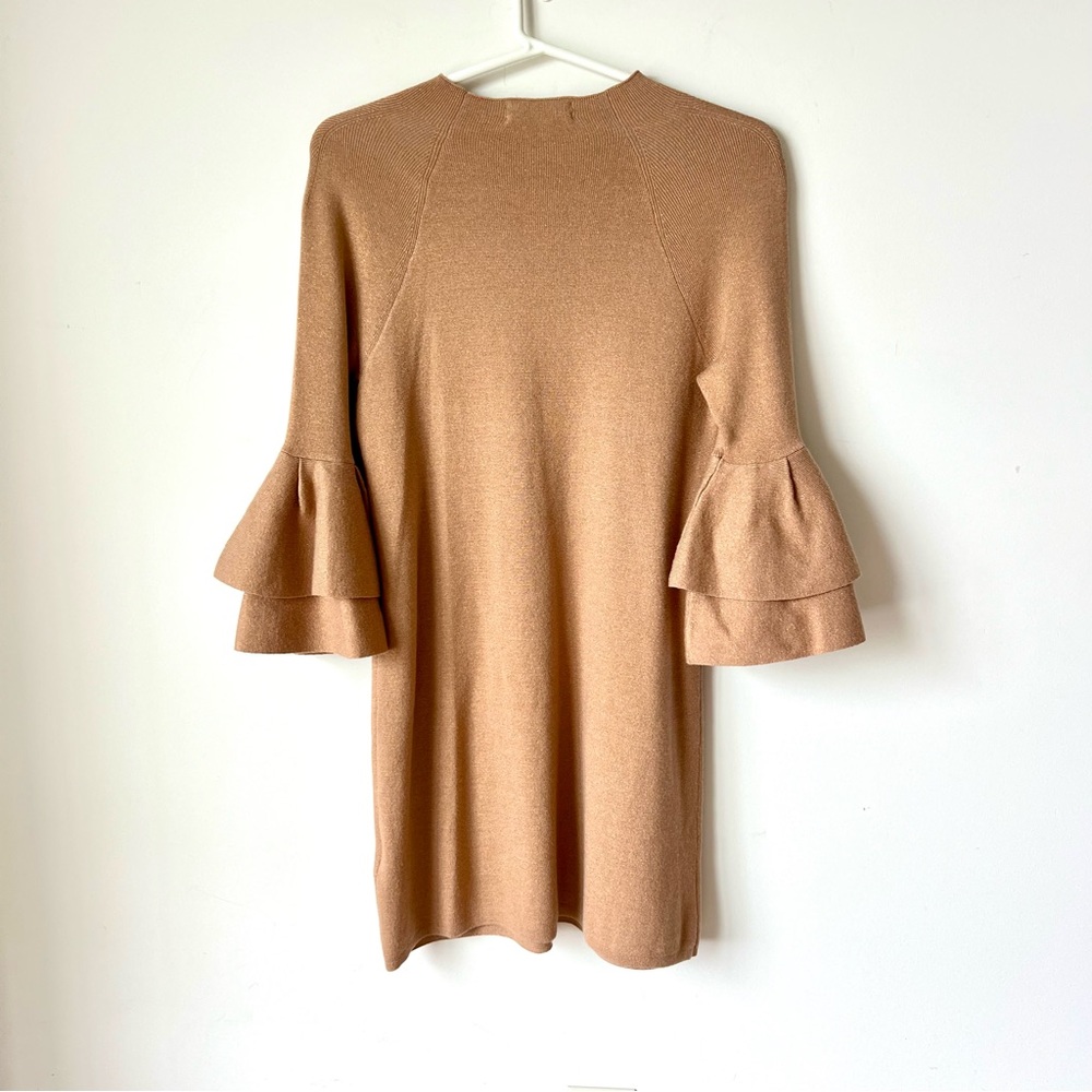 ANTHROPOLOGIE Claudette Ruffled Bell Sleeve Dress Knit Sweater Dress—SZ. Small - Picture 13 of 13